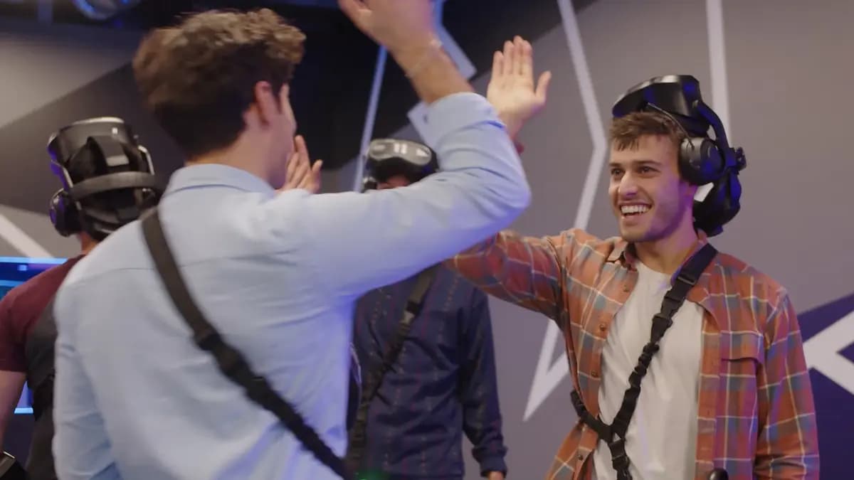 Group of friends celebrating after their Zero Latency Houston VR session